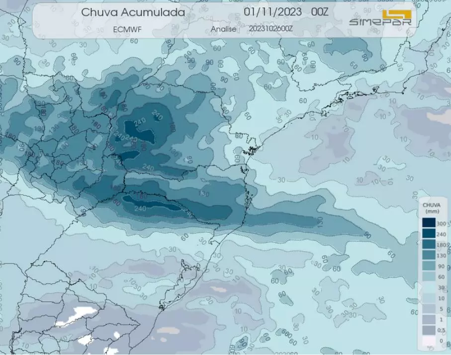 Previsão indica grave cenário de chuva no Sul do Brasil neste final de semana